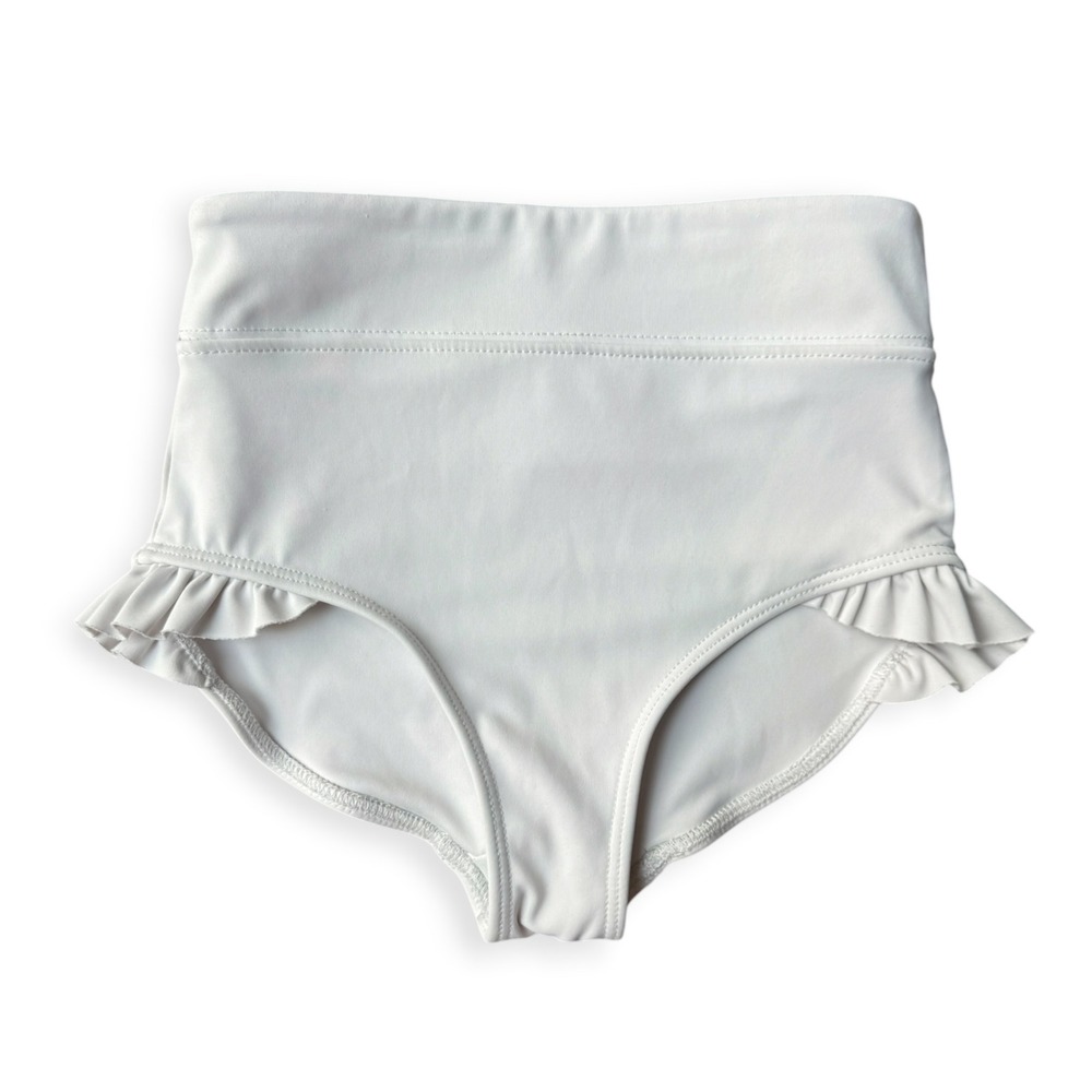 Tiger Friday White High Waisted Ruffle Dance Briefs Child Medium CM Solid